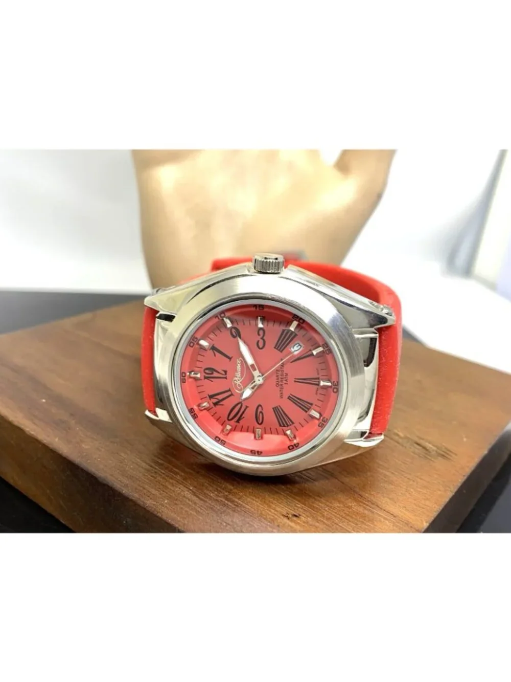 Reliance By Croton Men's Watch RE306051 Quartz Red Dial Rubber Strap 42mm